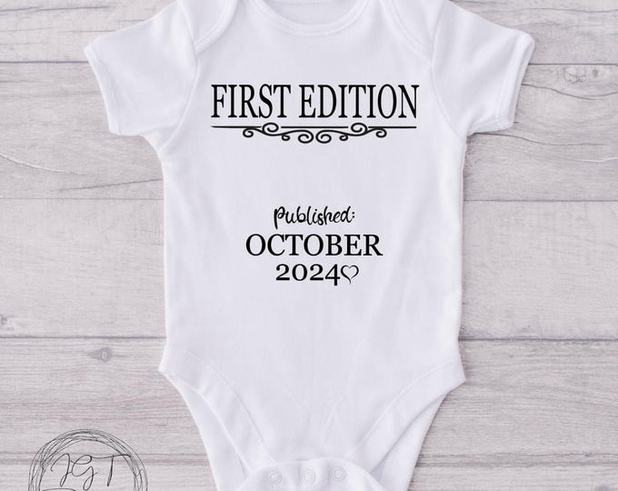 Pregnancy Announcement Baby Onesie® Bodysuit -  First Edition -  Newborn -  Vintage