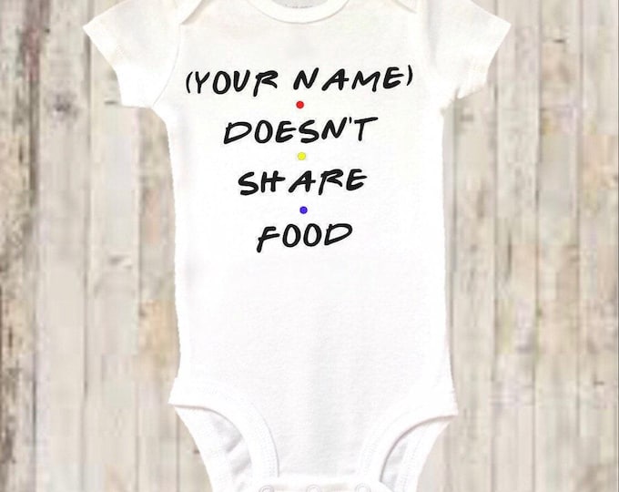 Custom (your name) Doesn't Share Food Baby Onesie® Bodysuit -  Personalized