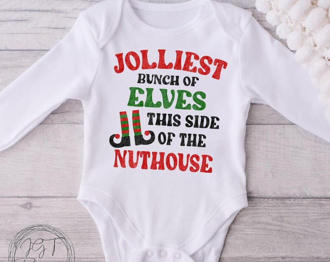 Jolliest Bunch of Elves Baby Onesie® Bodysuit -Christmas Vacation Inspired