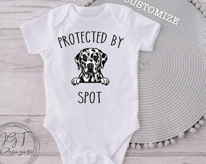 Protected by Dalmatian Baby Onesie® Bodysuit - Personalized