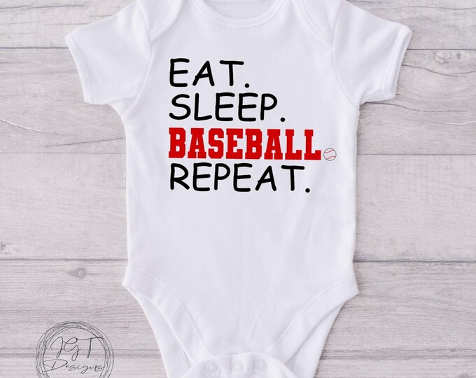 Baseball Baby Onesie® Bodysuit -  Eat Sleep Baseball Repeat