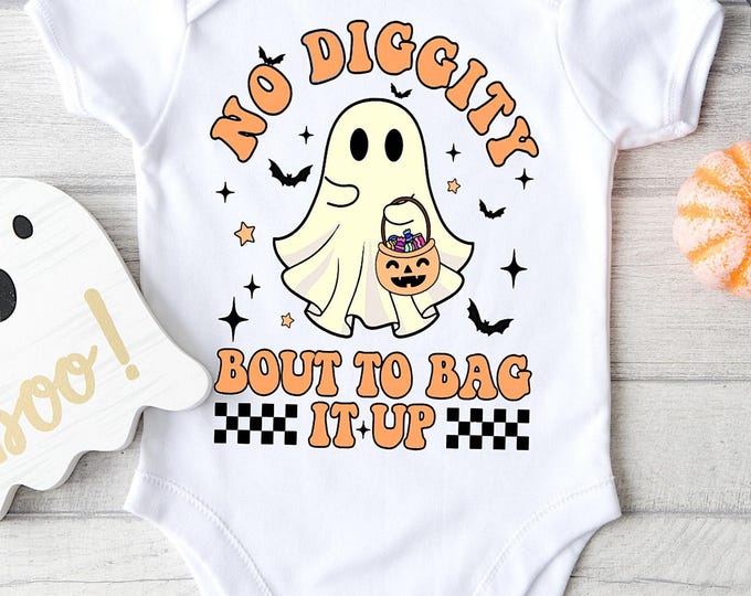 No Diggity Bout To Bag It Up Retro Halloween Baby Onesie® Bodysuit