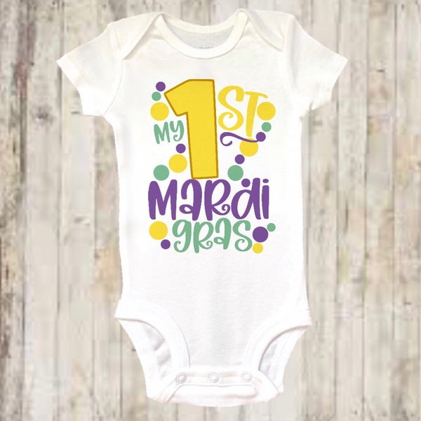my first mardi gras baby onesie