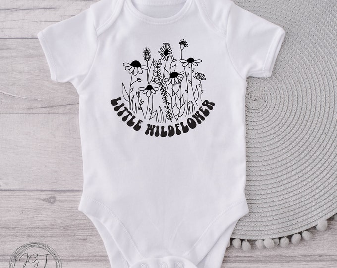 Little Wildflower Minimalist Retro Baby Onesie® Bodysuit