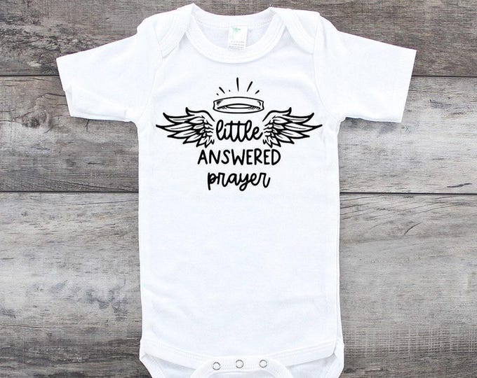 Pregnancy Announcement Baby Onesie® Bodysuit -  Little Answered Prayer -  Religious -  Miracle Baby