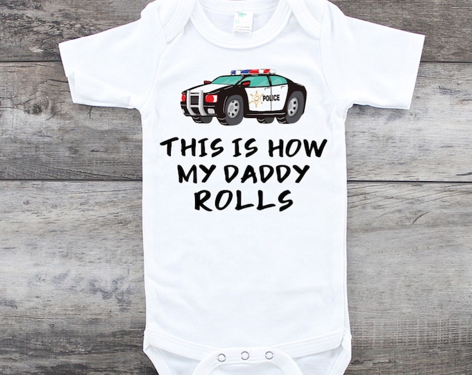 This Is How My Daddy Rolls Baby Onesie® Bodysuit -  Police Officer