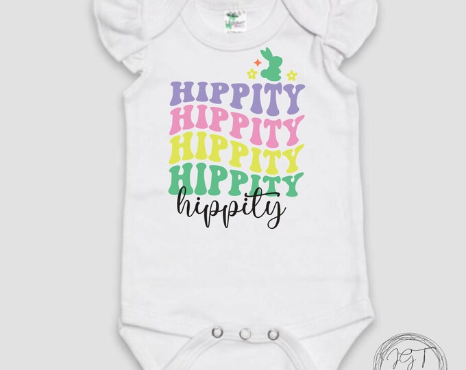 Easter Baby Onesie® Bodysuit -  Hippity -  Retro Bunny Bodysuit -  Toddler Tee Tshirt