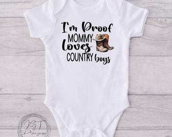 Country Baby Onesie® "Mommy Loves Country Boys" Funny Bodysuit