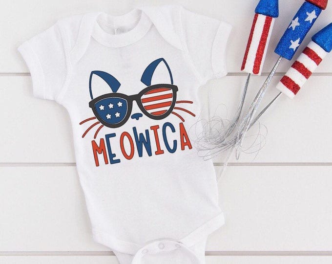 July 4th Baby Onesie® Bodysuit -  Meowica -  USA  -