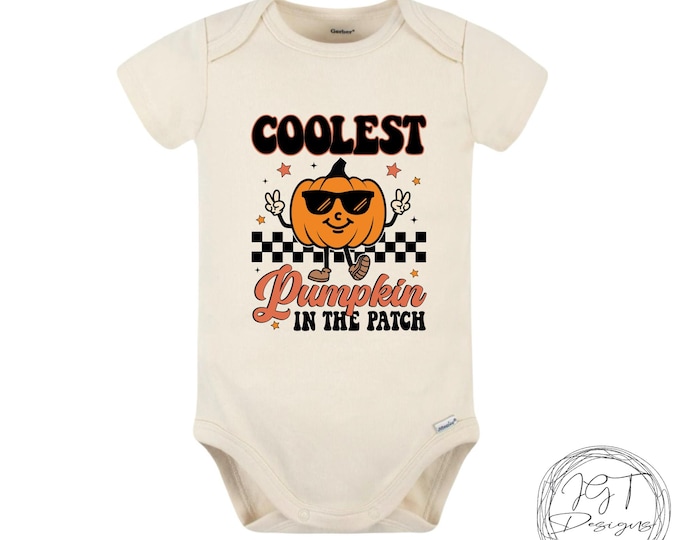 Coolest Pumpkin In The Patch Retro Fall Baby  Onesie® Bodysuit