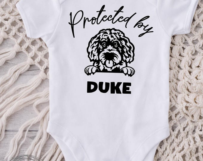 Protected by Labradoodle  Baby Onesie® Bodysui - Personalized