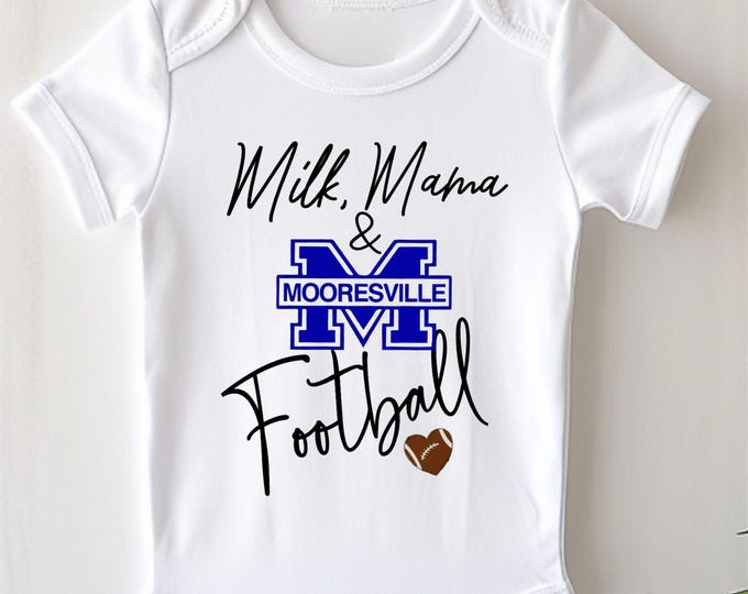 Milk, Mama, and Mooresville Football Baby Onesie® Bodysuit