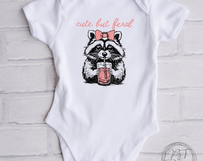 Cute But Feral Raccoon Baby Onesie® Bodysuit