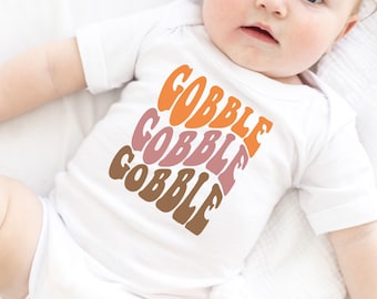 Gobble Gobble Retro Thanksgiving Baby Onesie® Bodysuit -  Fall