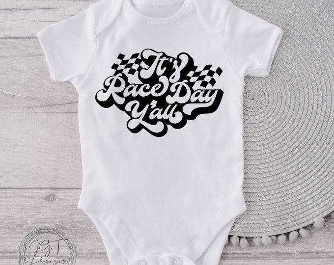 It's Race Day Y'all Racing Baby Onesie® Bodysuit - Retro Funny Bodysuit
