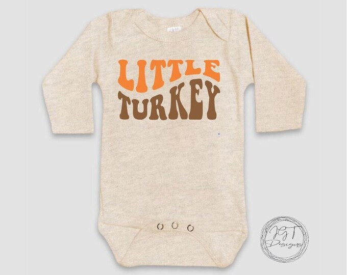 Little Turkey Retro Thanksgiving Baby Onesie® Bodysuit