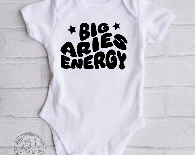 Aries Zodiac Baby Onesie® Bodysuit - Big Aries Energy - Retro