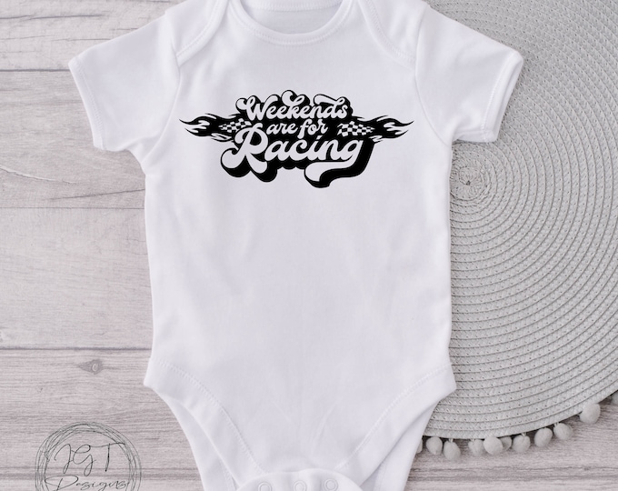 Retro Racing Baby Onesie® Bodysuit - Weekends Are For Racing