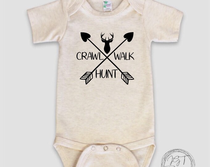 Crawl Walk Hunt Hunting Baby Onesie® Bodysuit
