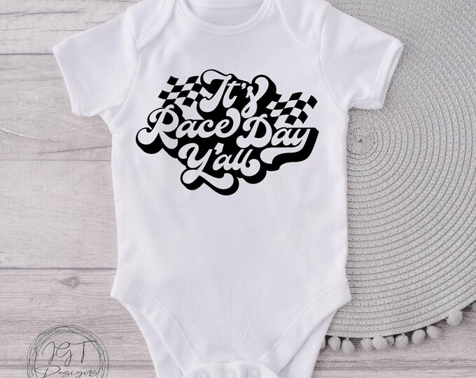 It's Race Day Y'all Racing Baby Onesie® Bodysuit - Retro Funny Bodysuit