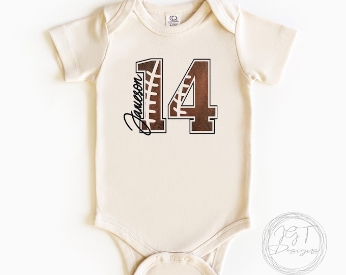 Personalized Football Number/Letter And Name Baby Onesie Bodysuit