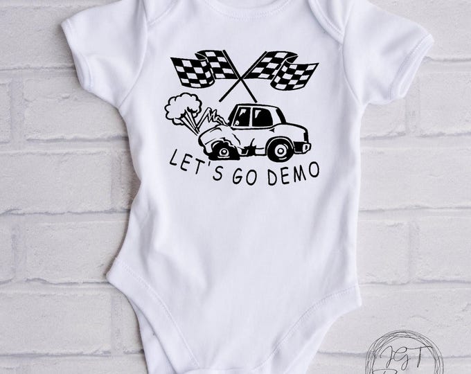 Demolition Derby Baby Onesie® Bodysuit - Let’s Go Demo - Dirt Track