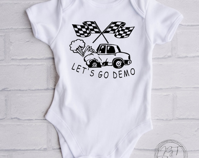 Demolition Derby Baby Onesie® Bodysuit - Let’s Go Demo - Dirt Track