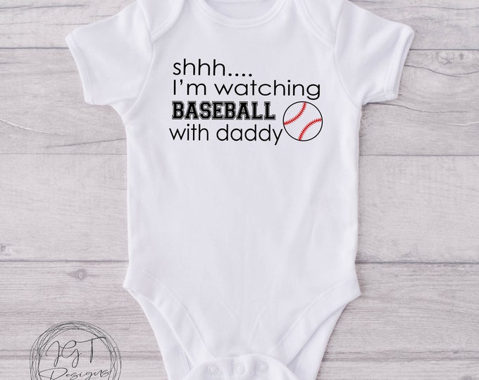 Shhh I'm Watching Baseball Baby Onesie® Bodysuit