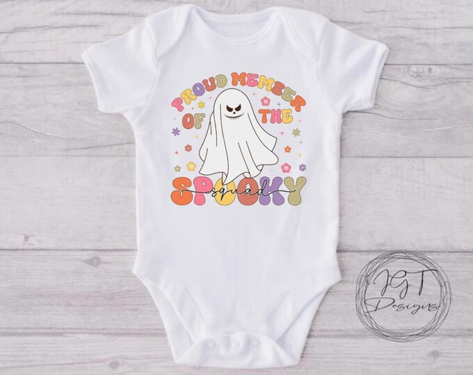 Proud Member Of The Spooky Squad Halloween Baby Onesie® Bodysuit - Retro