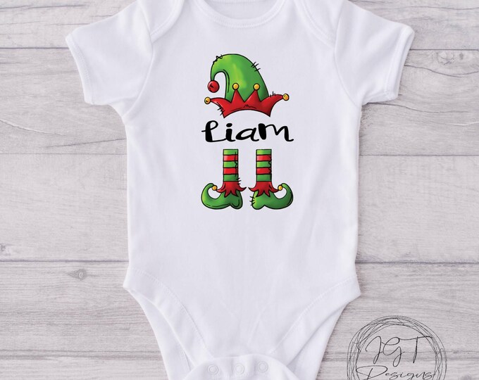Personalized Elf Christmas Baby Onesie® Bodysuit