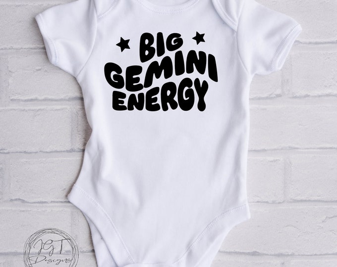 Gemini Zodiac Baby Onesie® Bodysuit -  Big Gemini Energy -  Retro