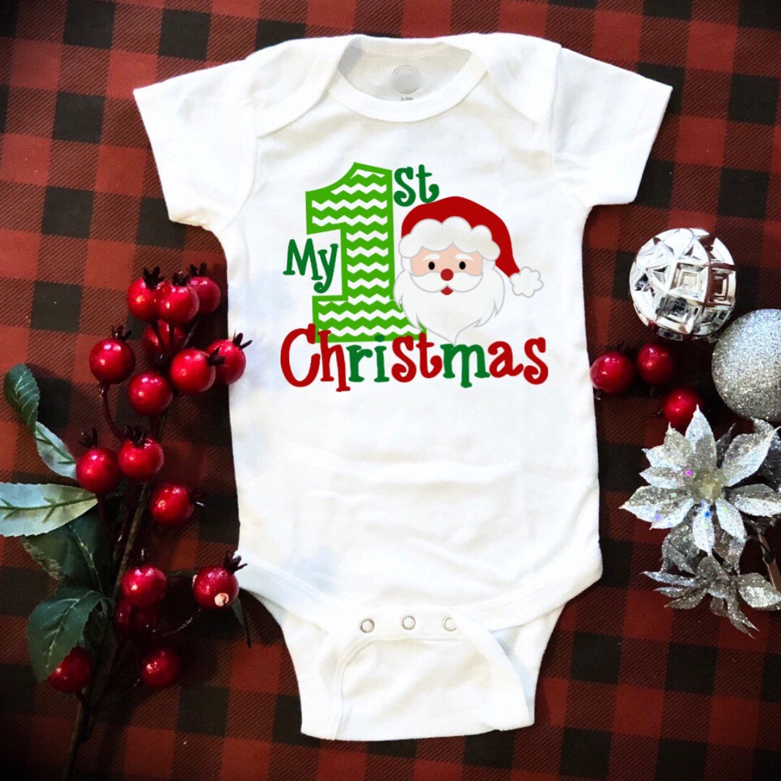 Baby Bodysuit My First Christmas Santa Christmas Bodysuit Etsy