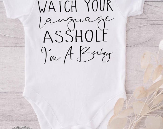 Funny Baby Onesie® Bodysuit -  Watch Your Language -  Boho -  Minimalist