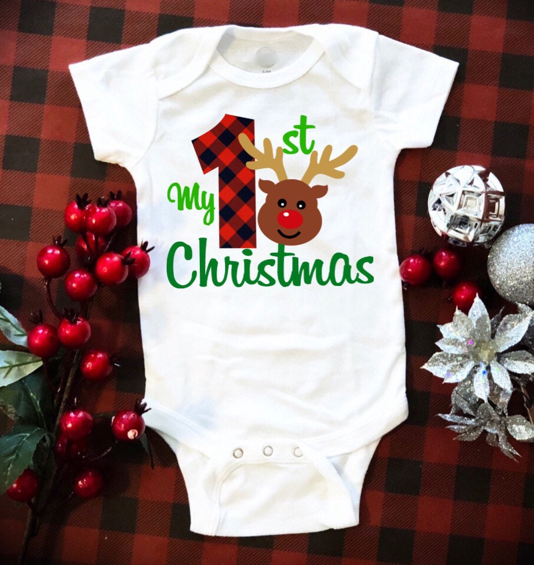 Baby Bodysuit My First Christmas Reindeer Christmas - Etsy