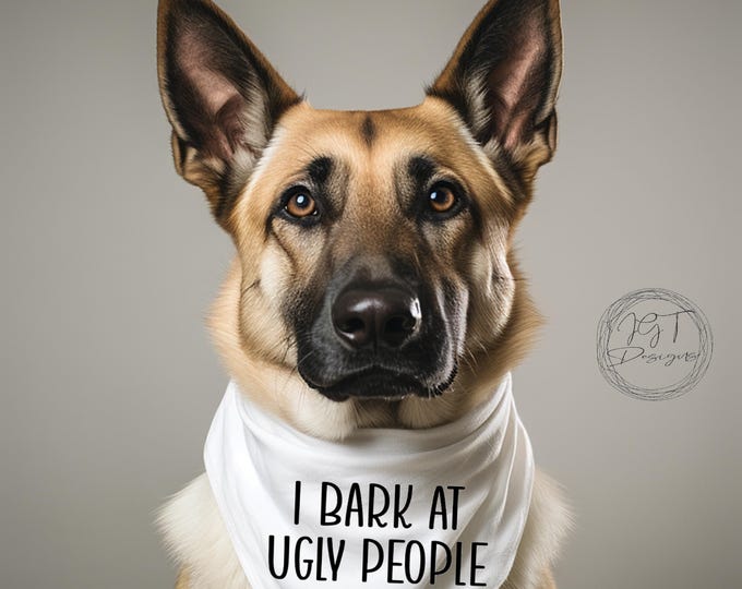 Pet Bandana, I Bark At Ugly People, Dog Scarf, Funny Dog Accessories