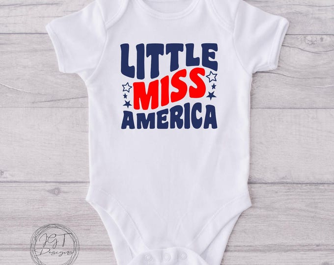 July 4th Baby Onesie® Bodysuit -  Little Miss America -  USA -   -