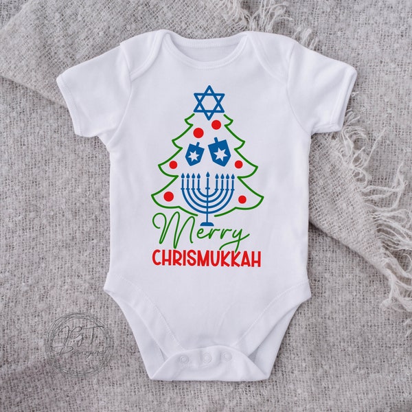 Merry Chrismakkuh Baby Bodysuit, Hanukkah Baby Shirt, Kids Shirt