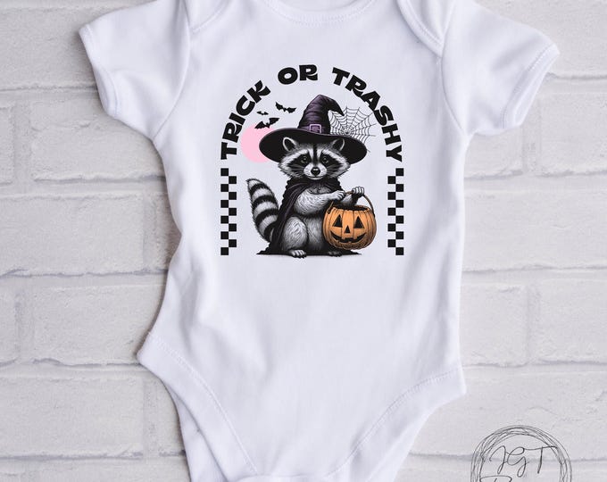 Trick Or Trashy Raccoon Halloween Baby Onesies® Bodysuit - Feral Child Bodysuit