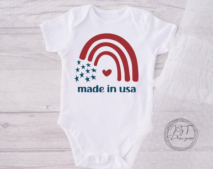 Made In The USA July 4th Baby Onesie® Bodysuit