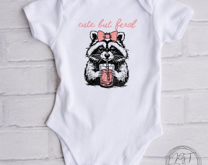 Cute But Feral Raccoon Baby Onesie® Bodysuit