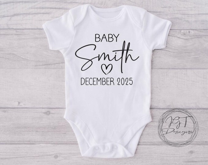 Personalized Pregnancy Announcement Baby Onesie® Bodysuit