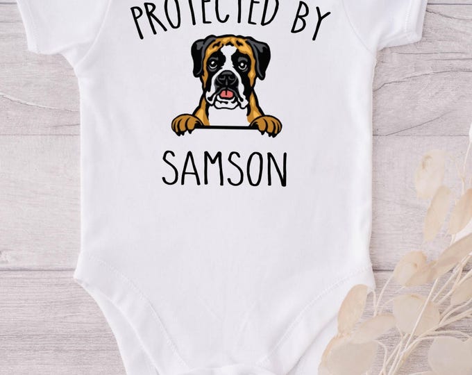 Protected by Boxer Baby Onesie® Bodysuit - Personalized