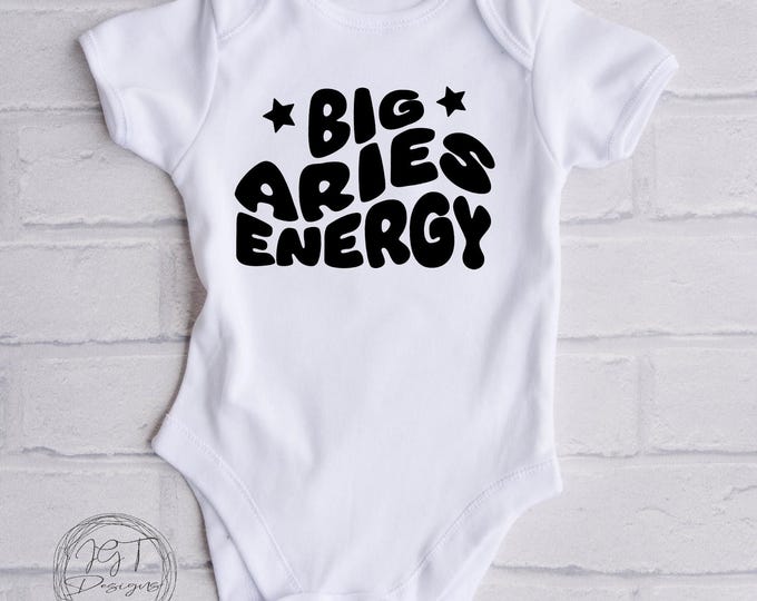 Aries Zodiac Baby Onesie® Bodysuit - Big Aries Energy - Retro