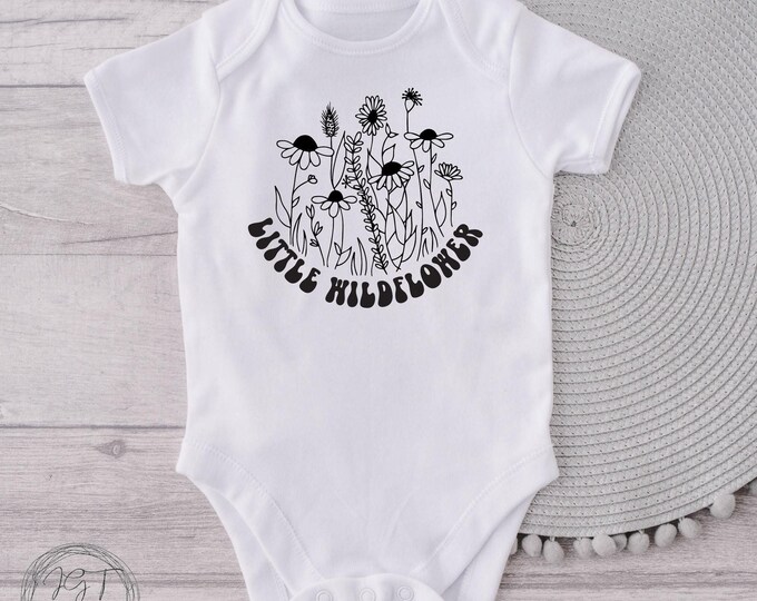 Little Wildflower Minimalist Retro Baby Onesie® Bodysuit