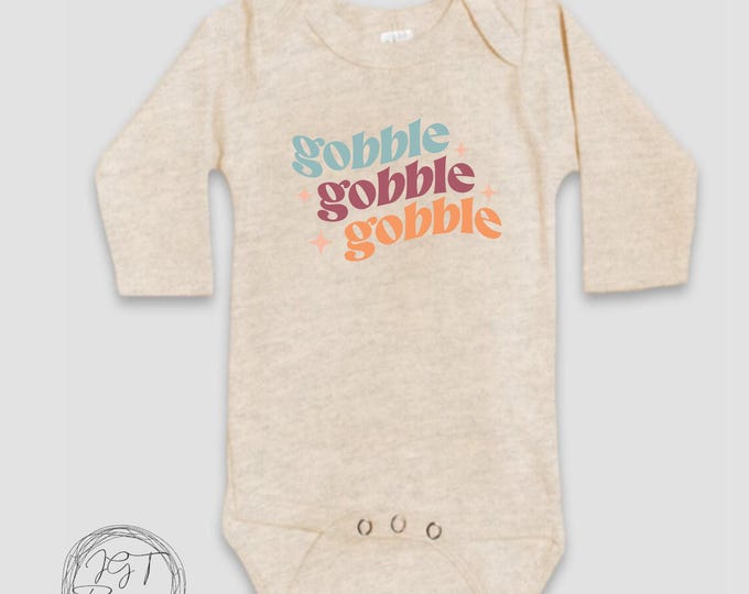 Gobble Gobble Retro Thanksgiving Baby Onesie® Bodysuit - Fall