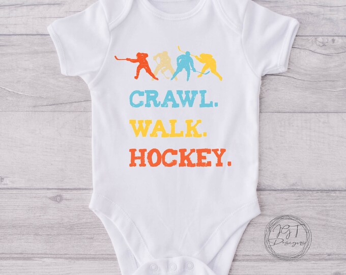 Crawl Walk Hockey Baby Onesie® Bodysuit