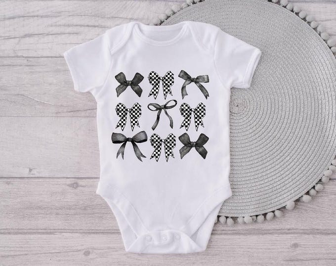 Racing Baby  Onesie® Bodysuit -Coquette Bow -  Kids Racing Tshirt -  Toddler Tee Tshirt