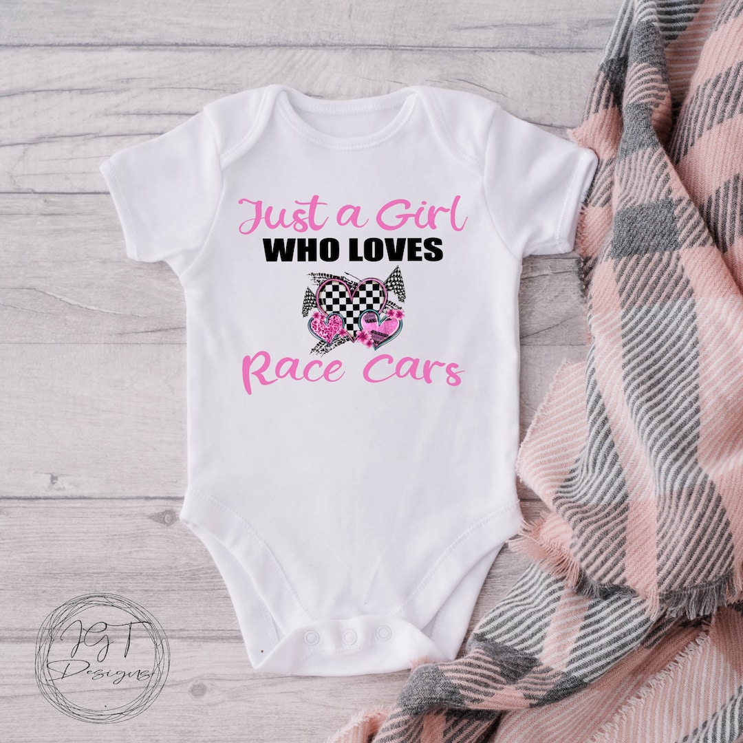 Racing Bodysuit, Just A Girl Who Loves Race Cars Baby Bodysuit, Race