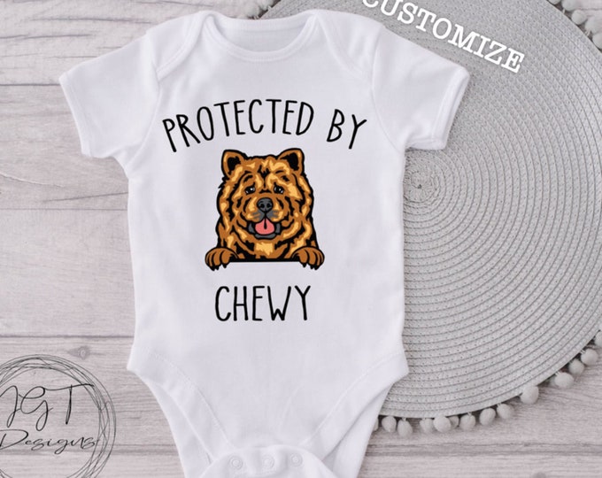 Protected by Chow Chow Baby Onesie® Bodysuit - Personalized