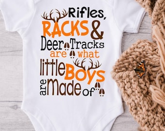 Hunting Baby Onesie® Bodysuit - Rifles Racks and Deer Tracks